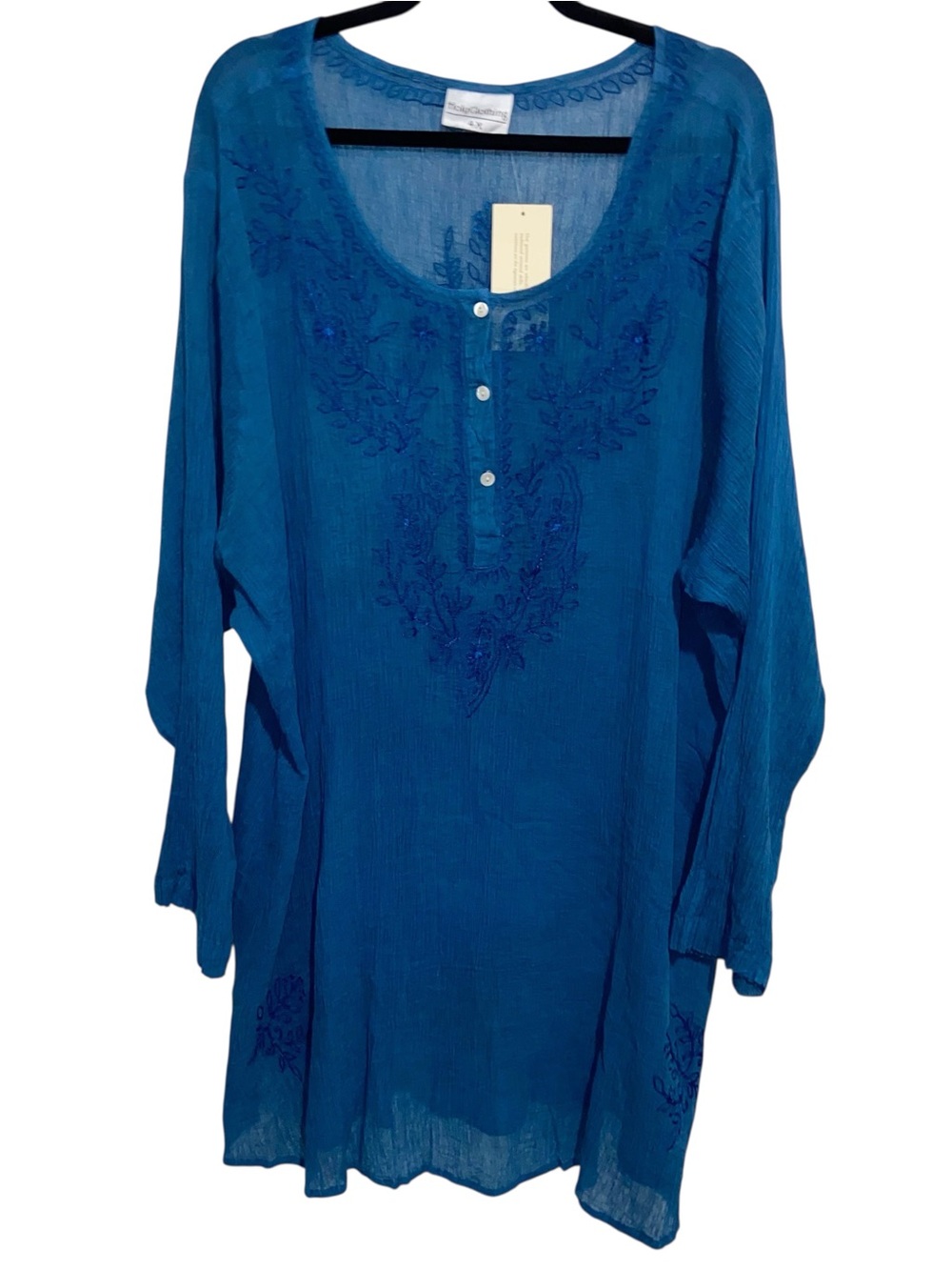 Holy Clothing Tunic Top Womens Plus Size 4X Swimsuit Coverup Beach Embroidered